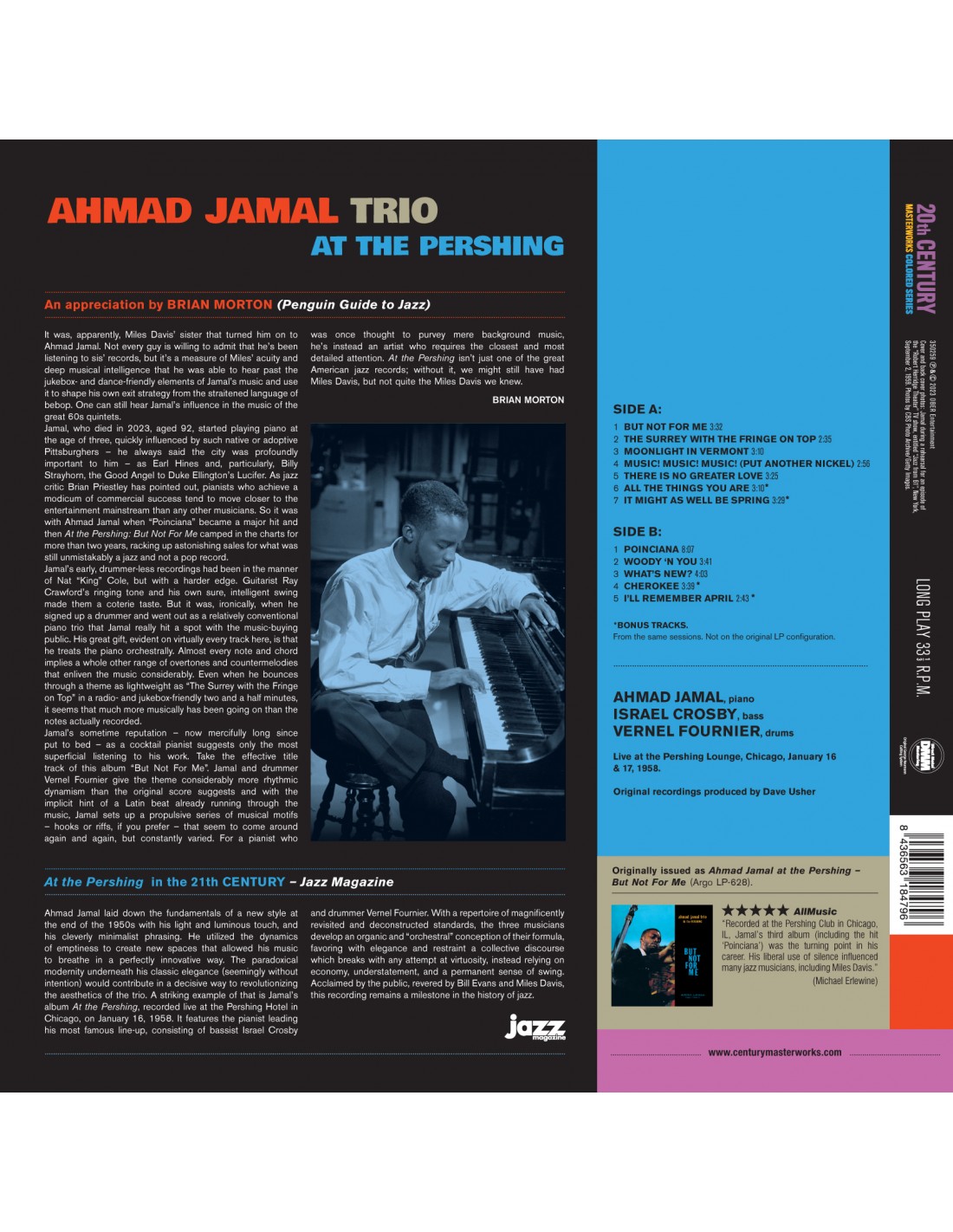AHMAD JAMAL TRIO - AT THE PERSHING + 4 BONUS TRACKS